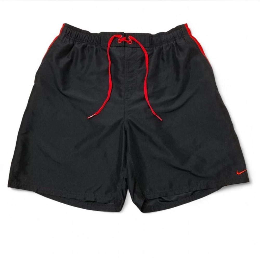 3/$15 Nike Black & Red Swim Trunks Activewear Gym Fitness Men’s XL Vacation Pool - Picture 1 of 6